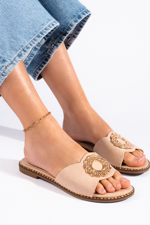 smėlio spalvos iš zomšos Šlepetės