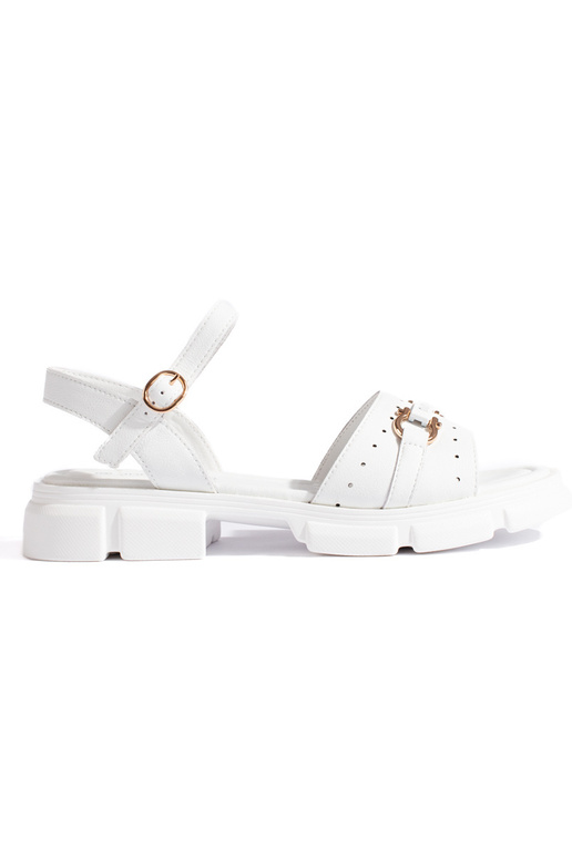 Odiniai baltos spalvos sandalai moterims