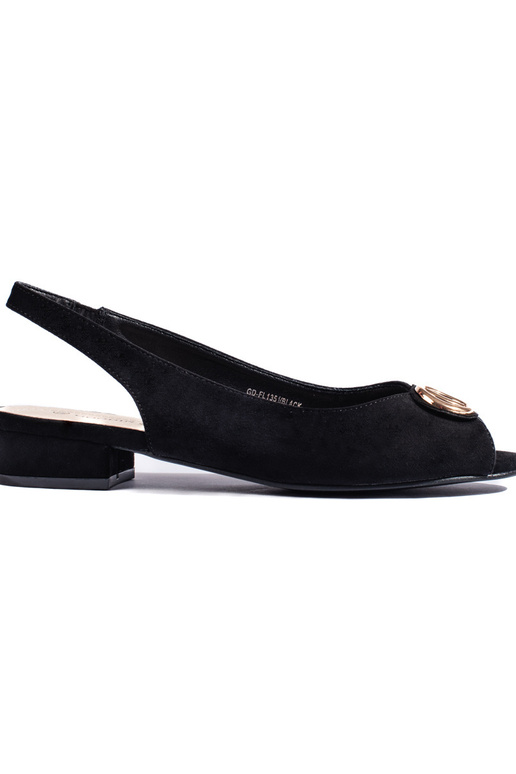 juodos spalvos iš zomšos sandalai