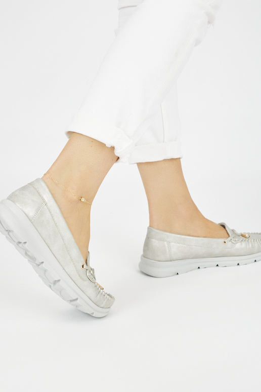 sidabro spalvos patogus mokasinai iš...