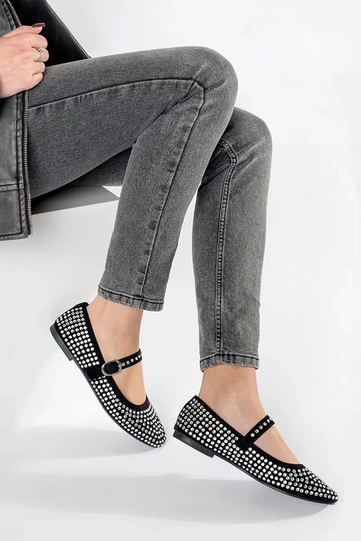 Juodos spalvos moterų balerinos