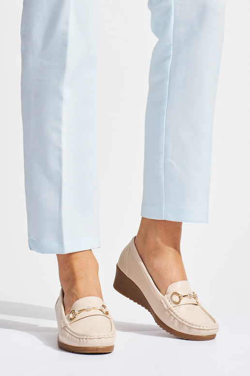 smėlio spalvos moterų mokasinai ant...