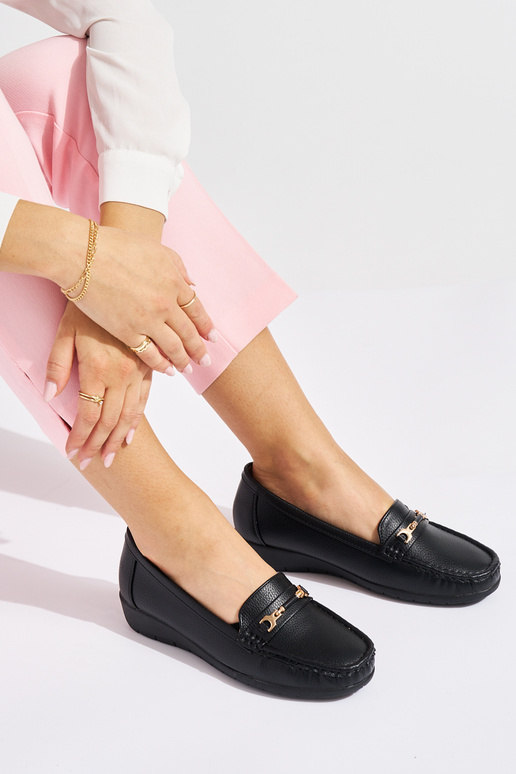 juodos spalvos moteriški mokasinai