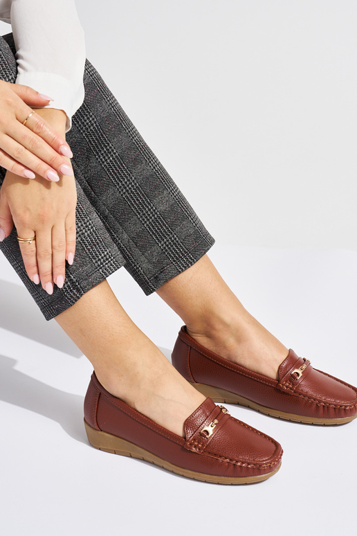 rudos spalvos moteriški mokasinai