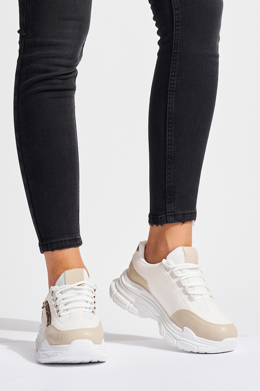 kreminės spalvos moterų Sneakers...