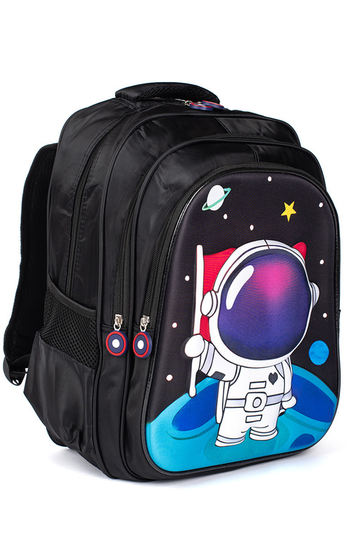 Juodos spalvos kuprinė su kosmonautu