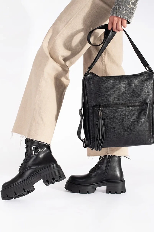 juoda moterų rankinė typu kuprinė su...