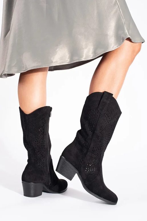 juodos spalvos ažūriniai kaubojiški...