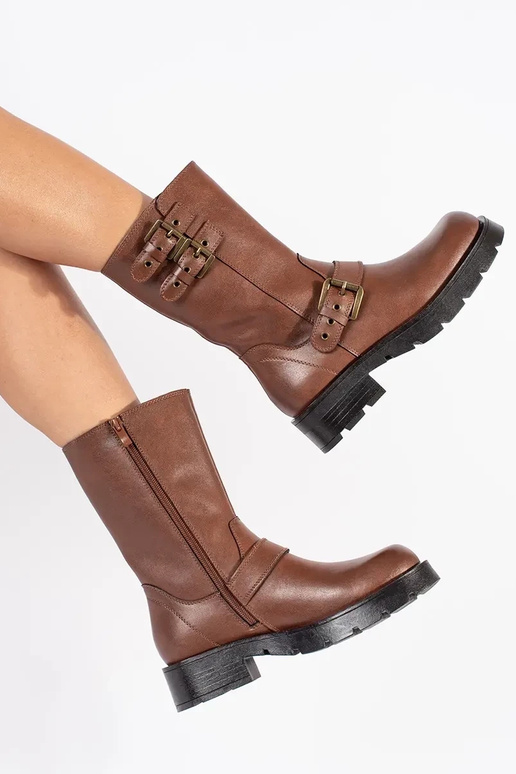 Rudos spalvos odiniai moteriški batai...