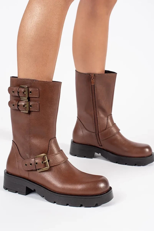 Rudos spalvos odiniai moteriški batai...