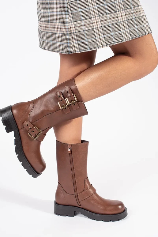 Rudos spalvos odiniai moteriški batai...