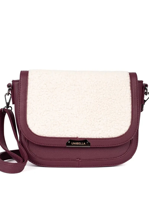 Bordo spalvos rankinė su kailiuku