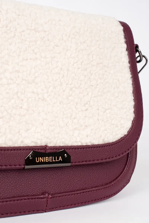 Bordo spalvos rankinė su kailiuku