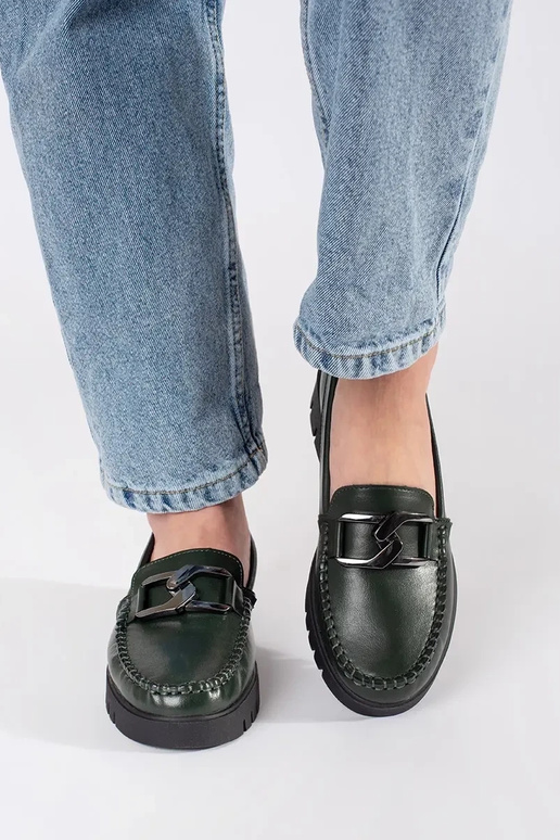 Chaki spalvos mokasinai su platforma