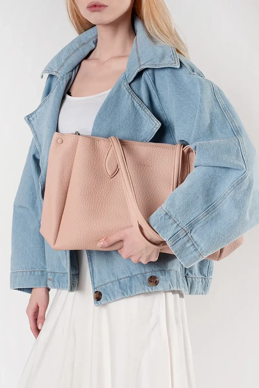 rožinė dirbtinės odos rankinė