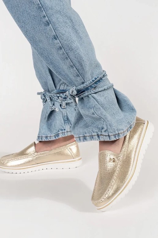 Aukso mokasinai iš natūralios odos Aukso mokasinai iš natūralios odos