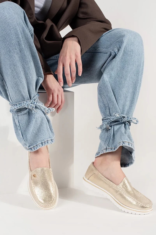 Aukso mokasinai iš natūralios odos Aukso mokasinai iš natūralios odos