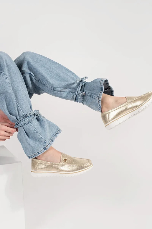 Aukso mokasinai iš natūralios odos Aukso mokasinai iš natūralios odos