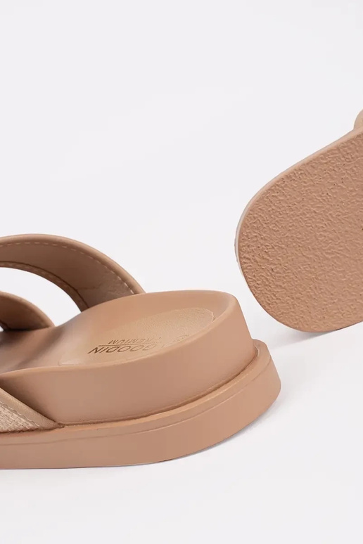 Lygiapadės šlepetės smėlio spalvos su...