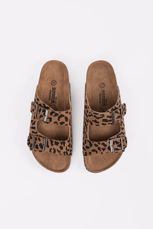 Odines šlepetės su leopardų raštu Odines šlepetės su leopardų raštu