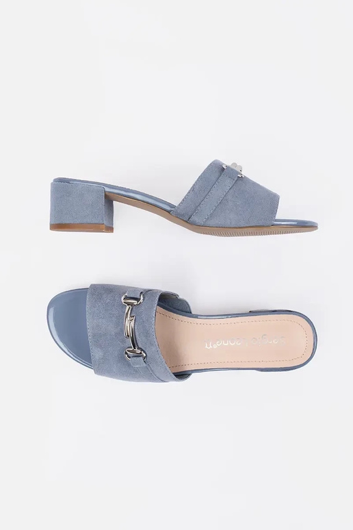 mėlynos spalvos šlepetės ant...