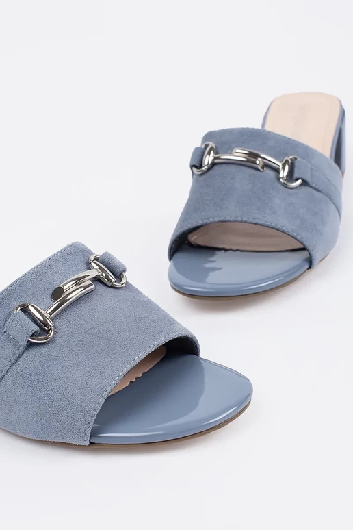 mėlynos spalvos šlepetės ant...