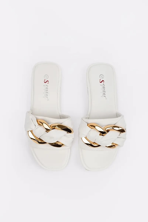 Moteriškos šlepetės bute baltos spalvos