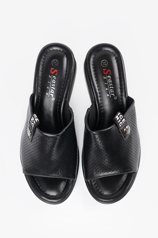 Ažūrinės šlepetės su platforma juodos...