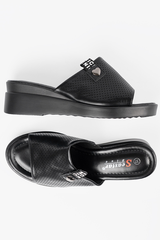 Ažūrinės šlepetės su platforma juodos...