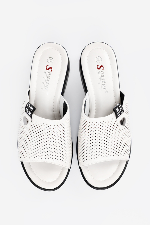 Ažūrinės šlepetės su platforma baltos...