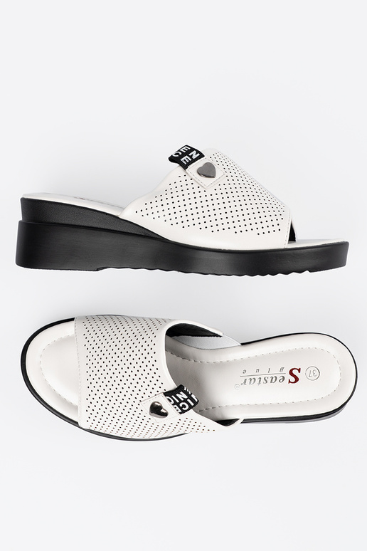 Ažūrinės šlepetės su platforma baltos...