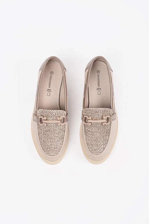 smėlio spalvos mokasinai su odine įklote smėlio spalvos mokasinai su odine įklote