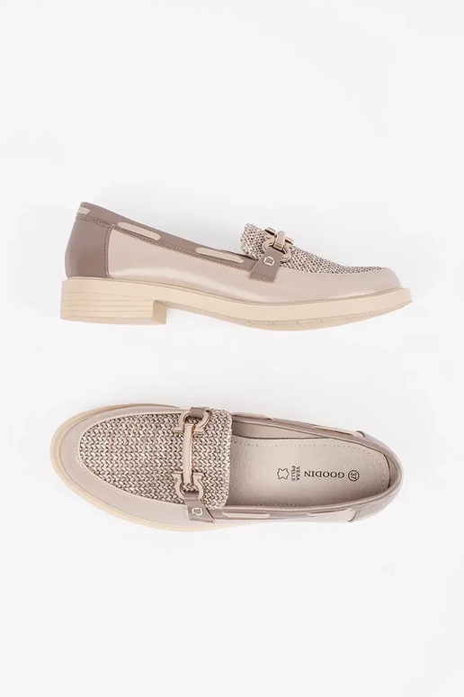 smėlio spalvos mokasinai su odine įklote smėlio spalvos mokasinai su odine įklote