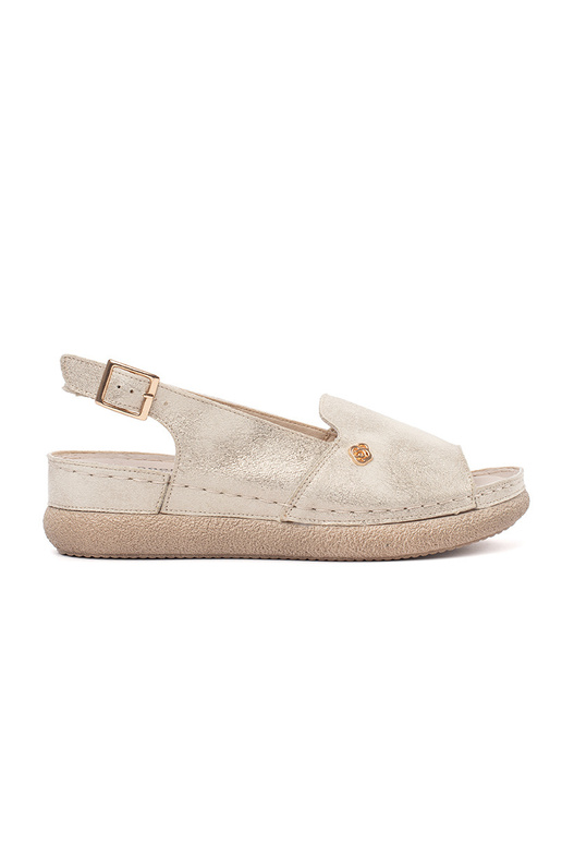 Aukso spalvos sandalai su odine įdėkle