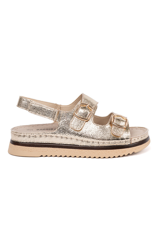 Aukso spalvos sandalai su auksiniais...