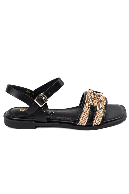 Moteriški juodi sandalai su odine...