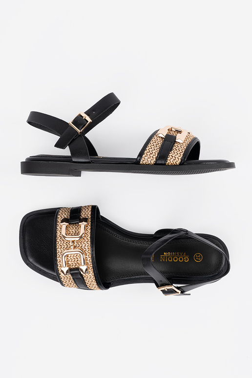 Moteriški juodi sandalai su odine...