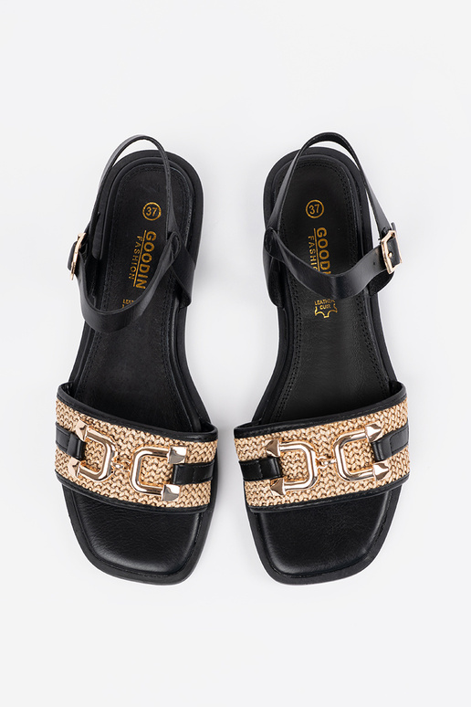 Moteriški juodi sandalai su odine...