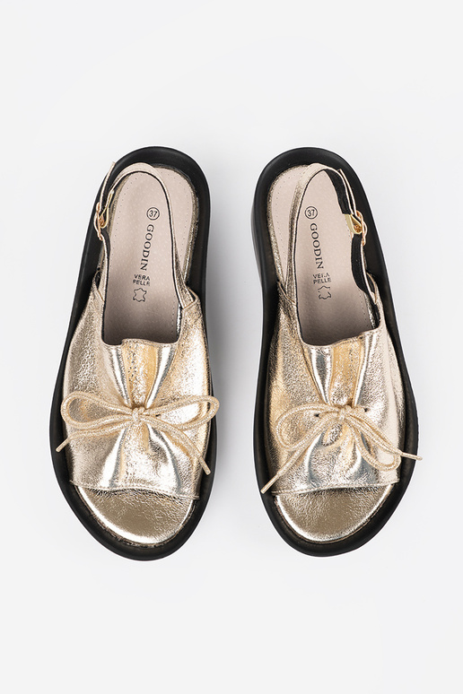 Aukso spalvos moteriški sandalai ant...