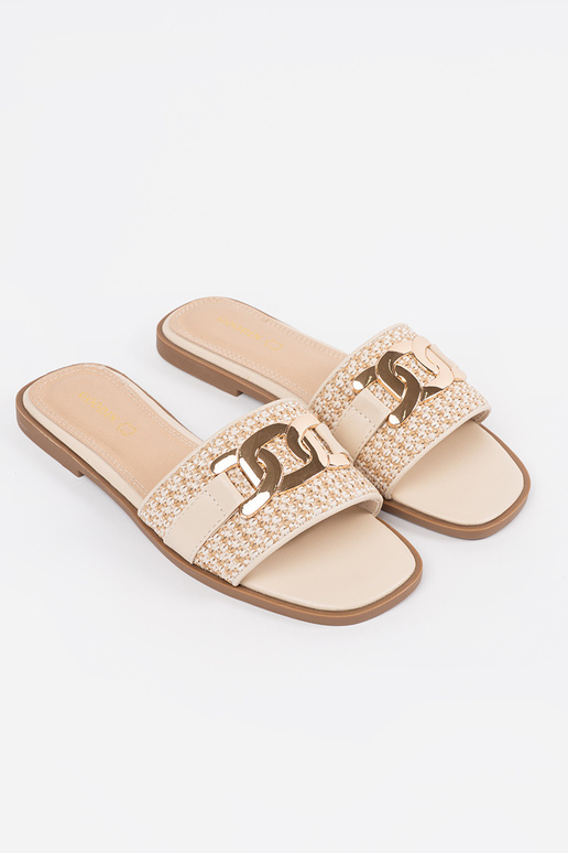 Moteriškos smėlio spalvos šlepetės su... Moteriškos smėlio spalvos šlepetės su...