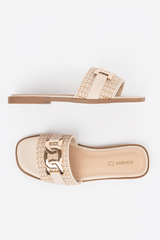 Moteriškos smėlio spalvos šlepetės su... Moteriškos smėlio spalvos šlepetės su...