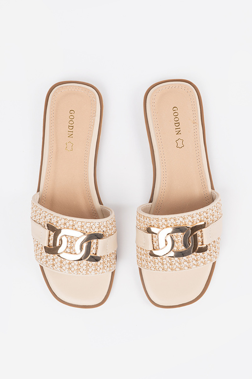 Moteriškos smėlio spalvos šlepetės su... Moteriškos smėlio spalvos šlepetės su...