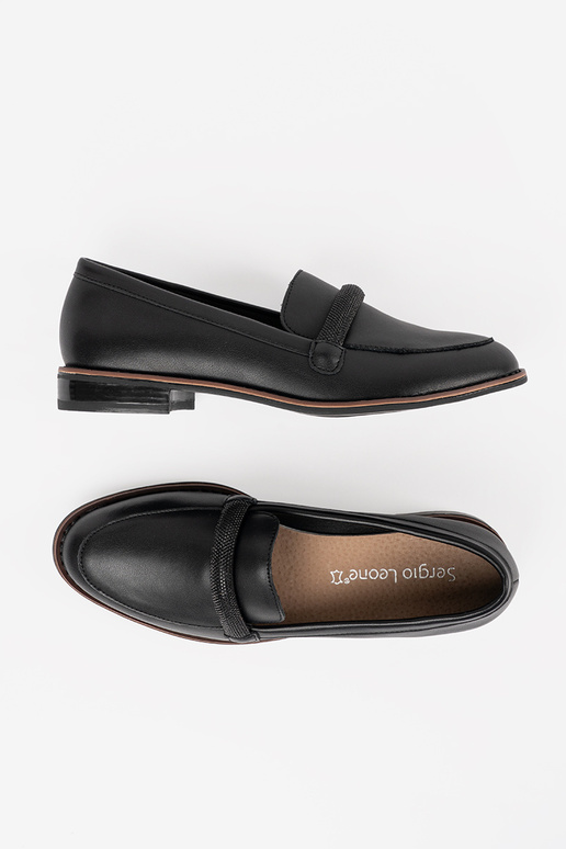 Juodi moteriški mokasinai su odine...