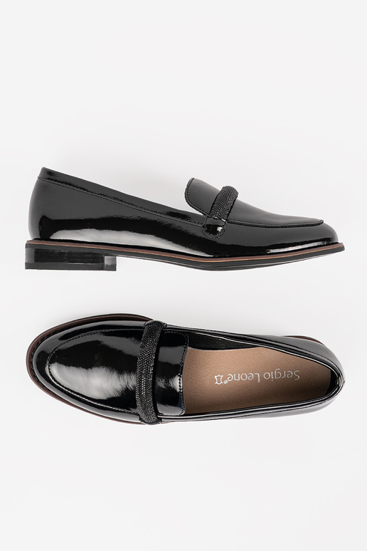 Juodi moteriški mokasinai su odine...