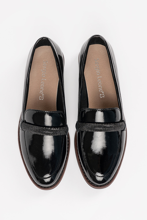 Juodi moteriški mokasinai su odine...