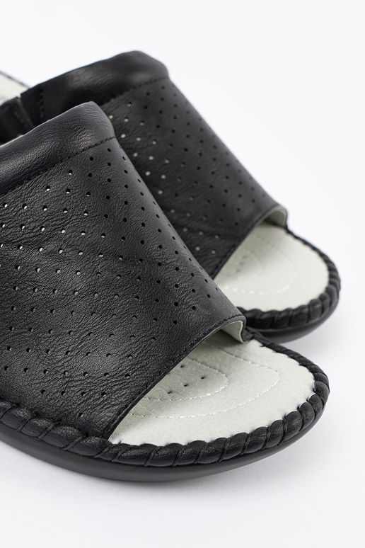 Šlepetės su odiniais įdėklais juodos...