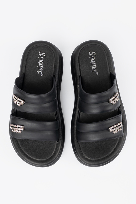 juodos spalvos Šlepetės moterų su...