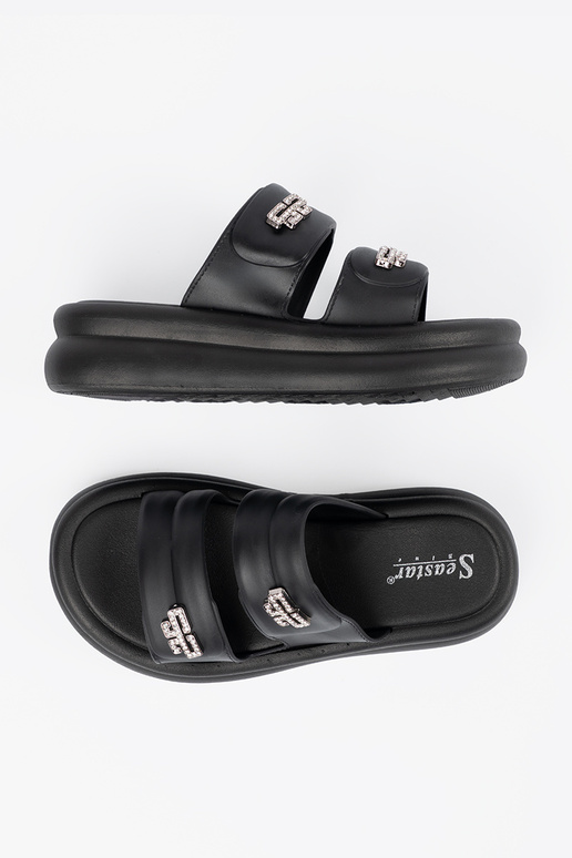 juodos spalvos Šlepetės moterų su...