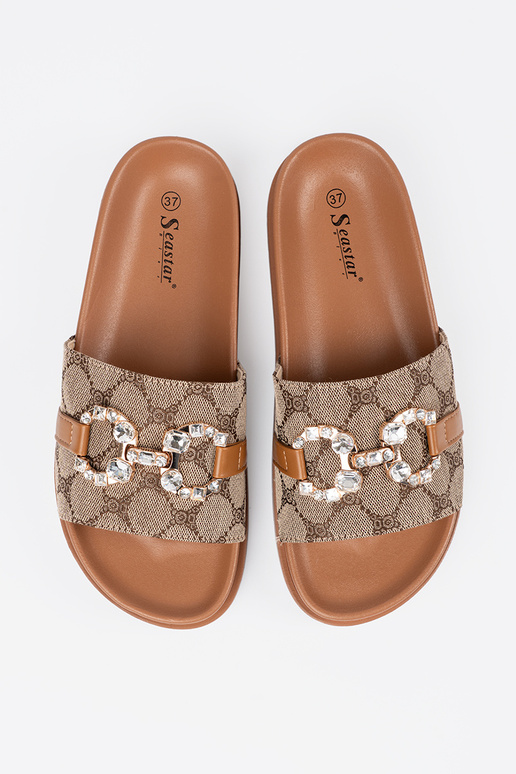 rudos spalvos Šlepetės ze zdobieniem