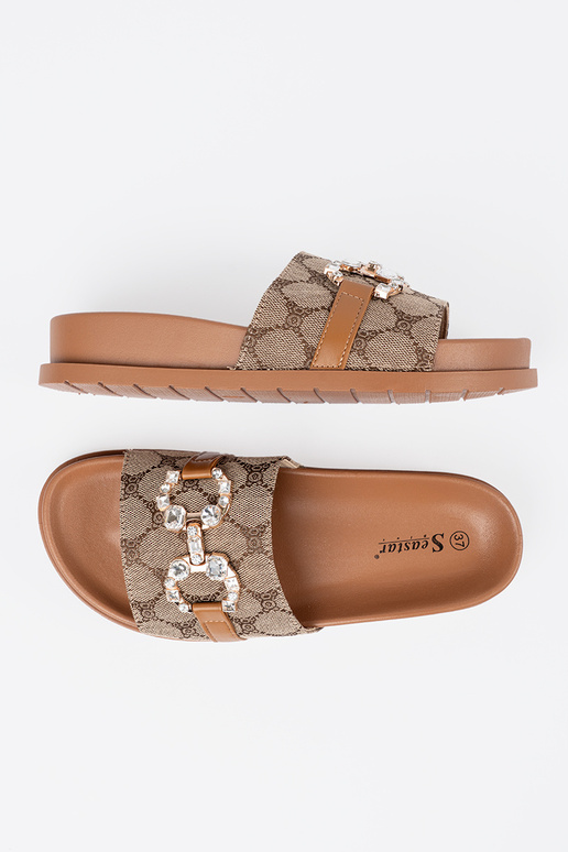 rudos spalvos Šlepetės ze zdobieniem